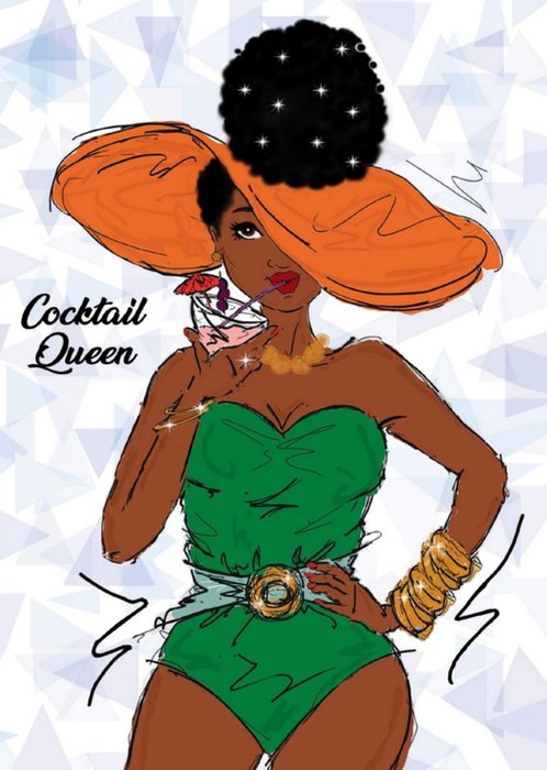 Cocktail Queen Woman Card