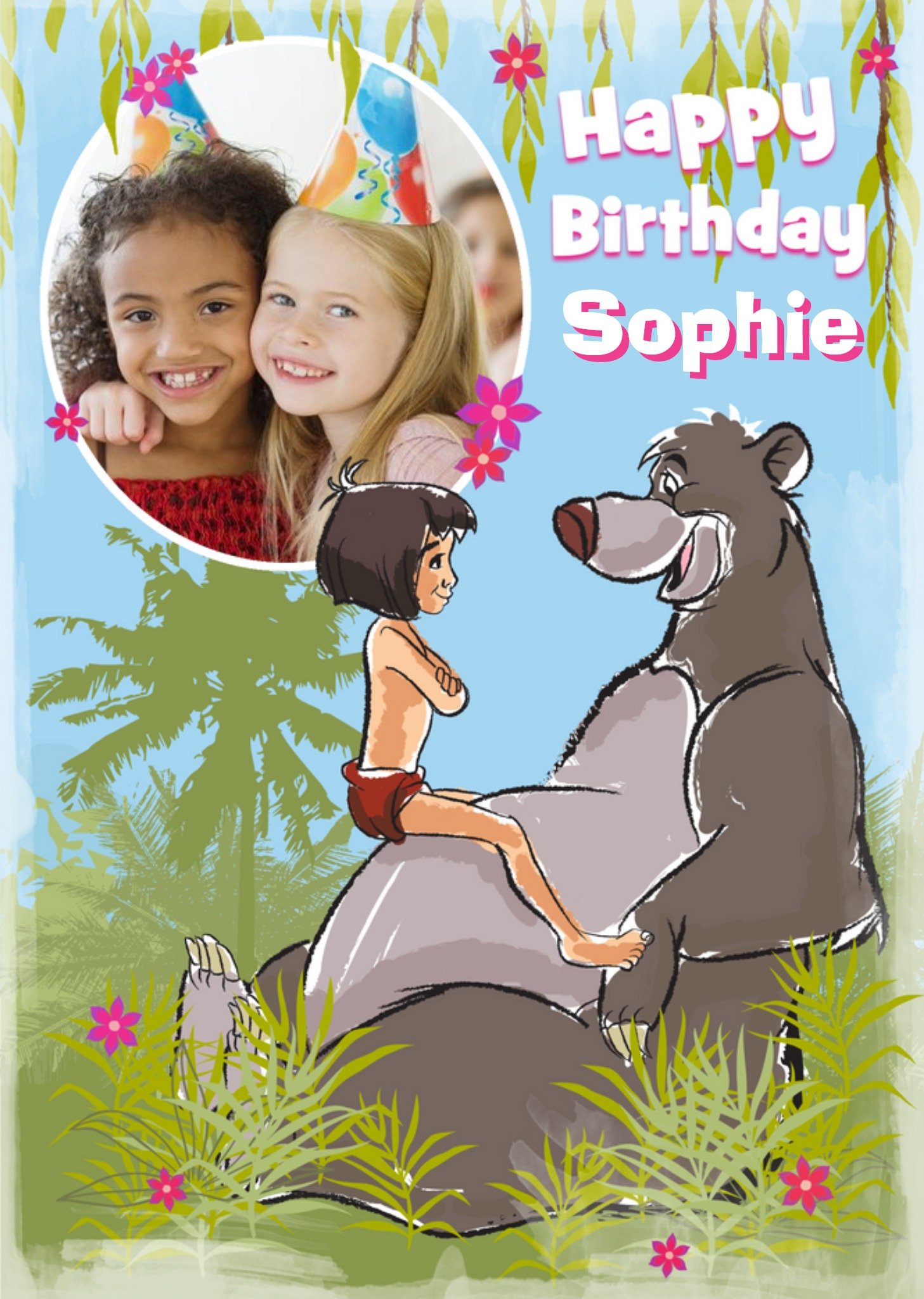 Disney The Jungle Book Mowgli And Baloo Personalised Photo Upload Birthday Card Ecard