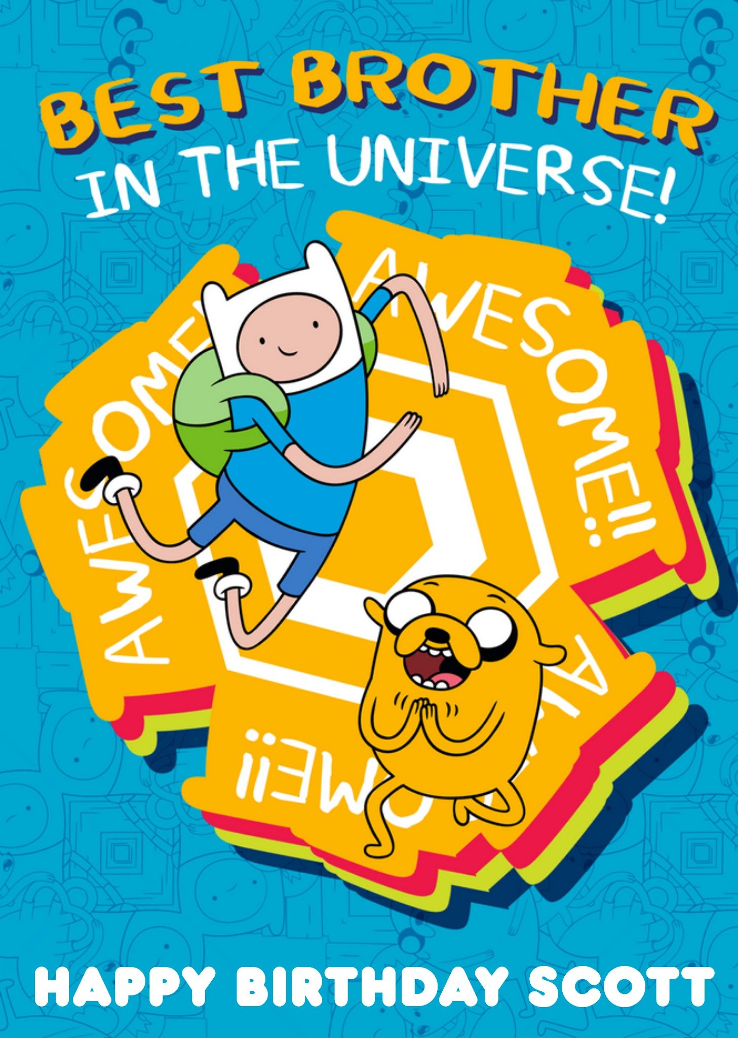 Moonpig Adventure Time Best Brother In The Universe Happy Birthday Personalised Card, Large
