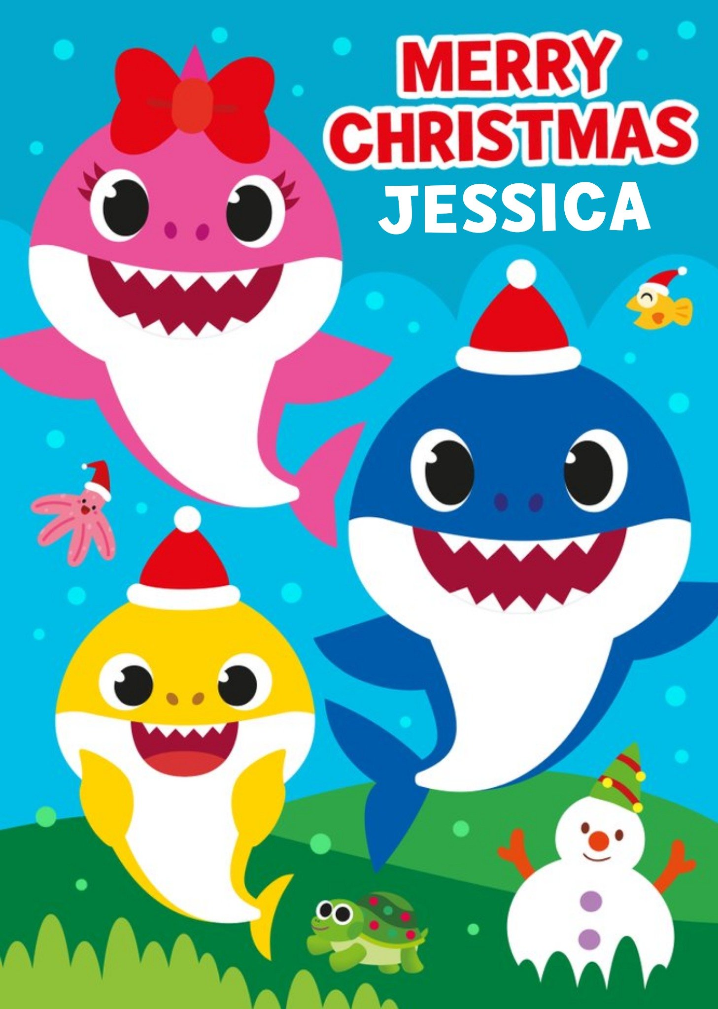 Baby Shark Merry Christmas Card, Large