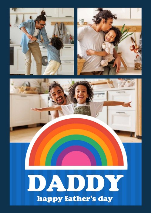 Photo Collage With Retro Typography And A Rainbow Father's Day Photo Upload Card