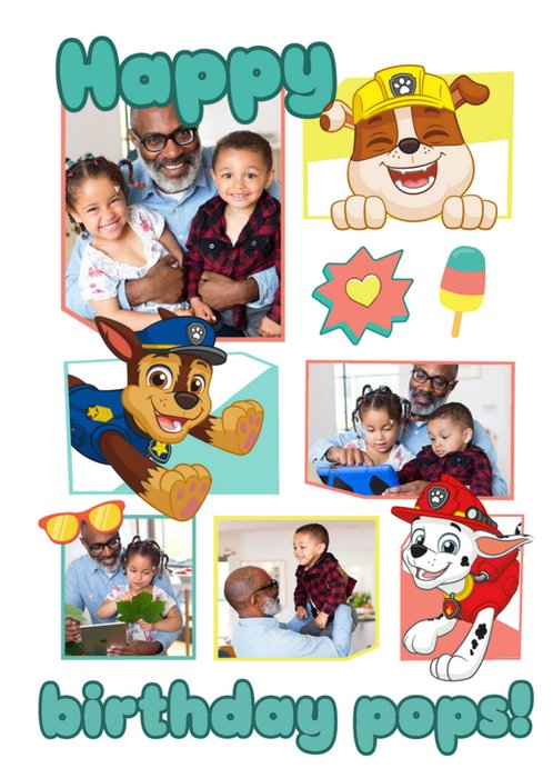 Paw Patrol Rubble Chase And Marshall Photo Upload Birthday Card