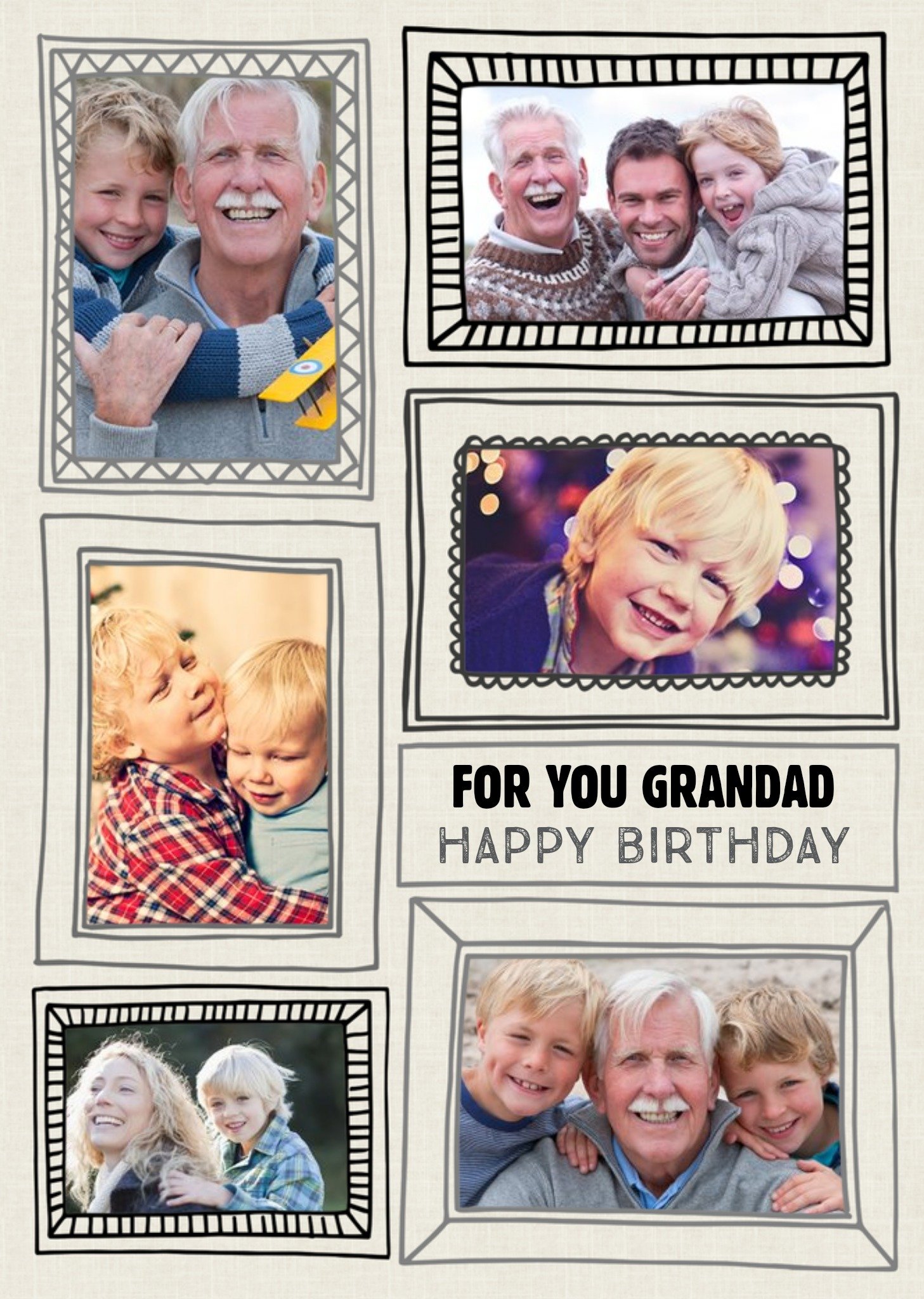 Moonpig Multi Photo Frame Personalised Birthday Card For Grandad, Large