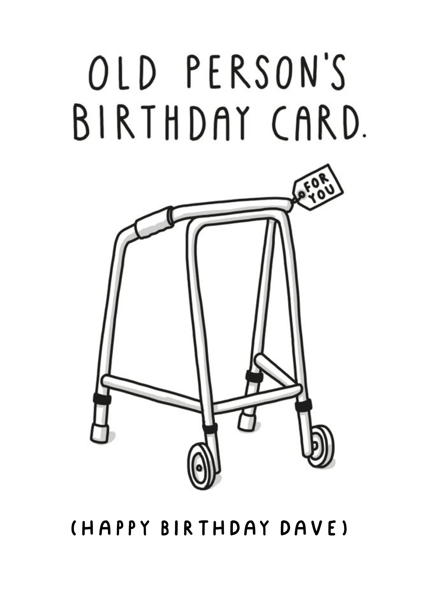 Illustration Of A Walking Frame Old Person's Birthday Card Ecard