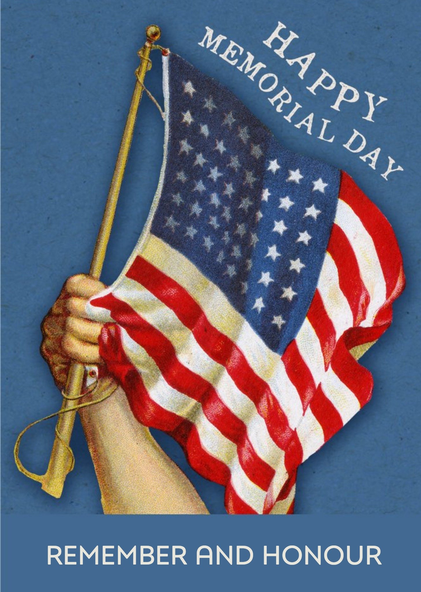 Moonpig Memorial Day American Flag Card, Large