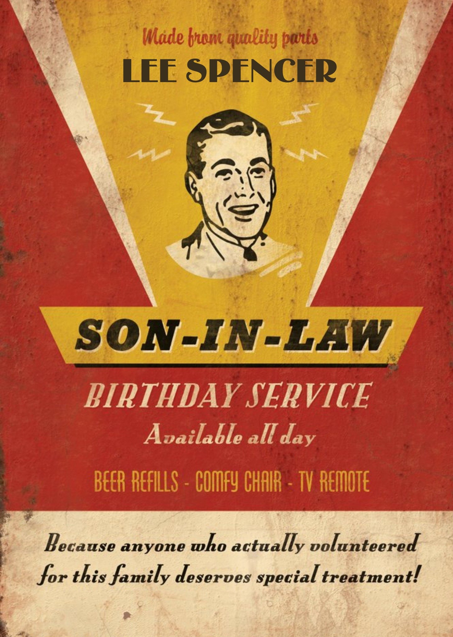 Retro Funny Son-In-Law Birthday Service Card Ecard