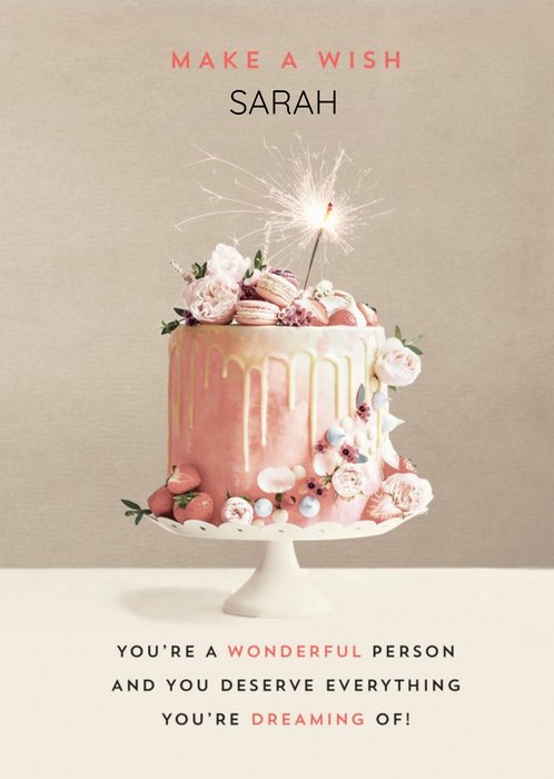 Photographic Birthday Cake Make A Wish Birthday Card