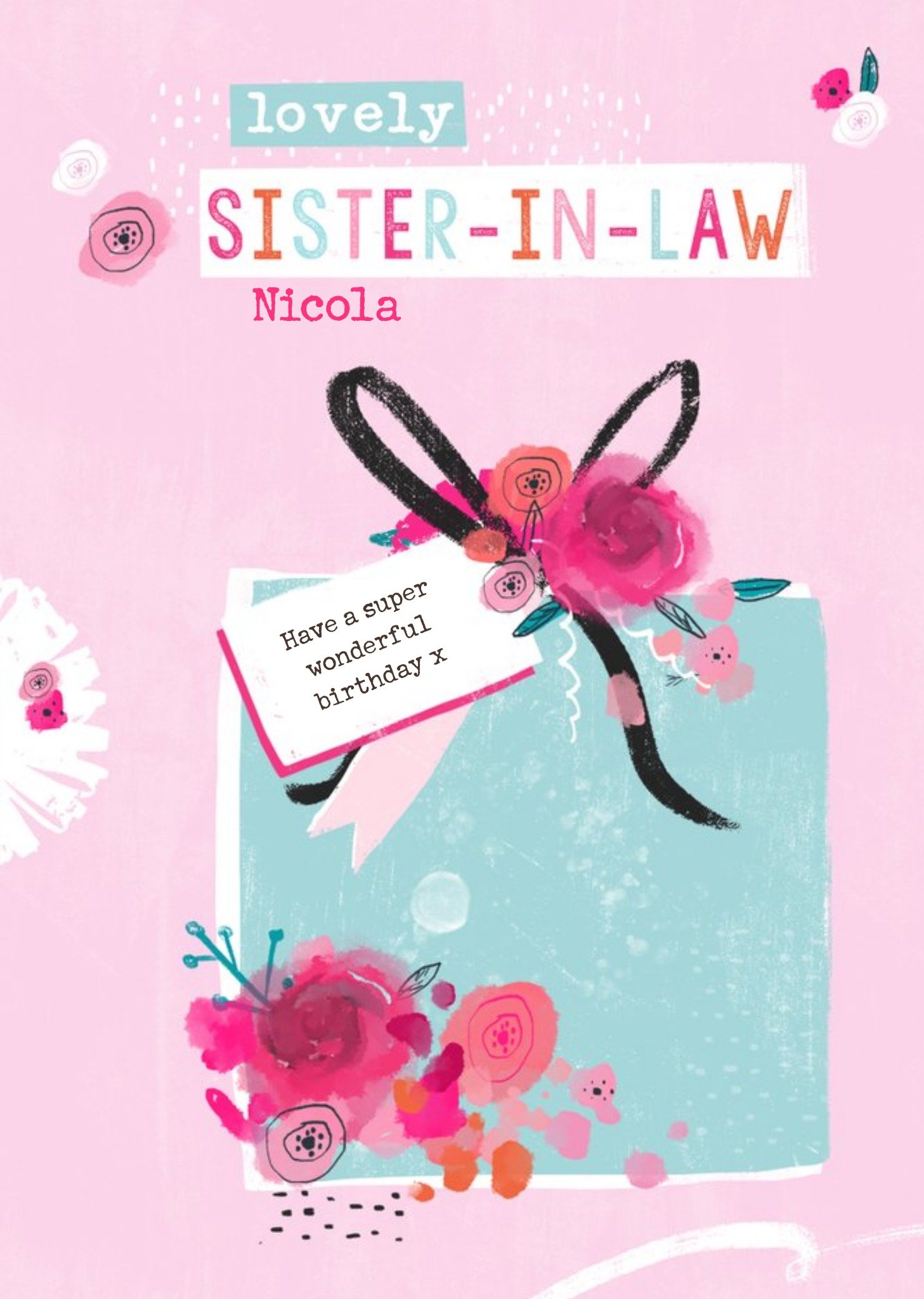 Floral Birthday Card - Lovely Sister In Law Sister-In-Law - Birthday Present Ecard