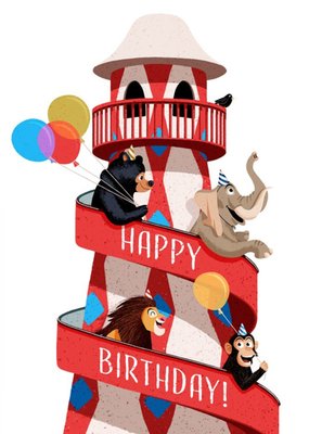 Folio Animals at Circus Happy Birthday Card