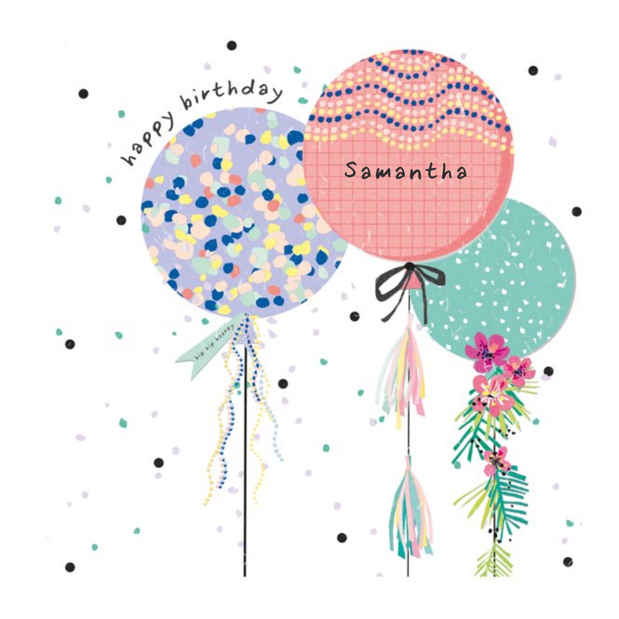 Moonpig Illustrated Balloon Birthday Card, Square