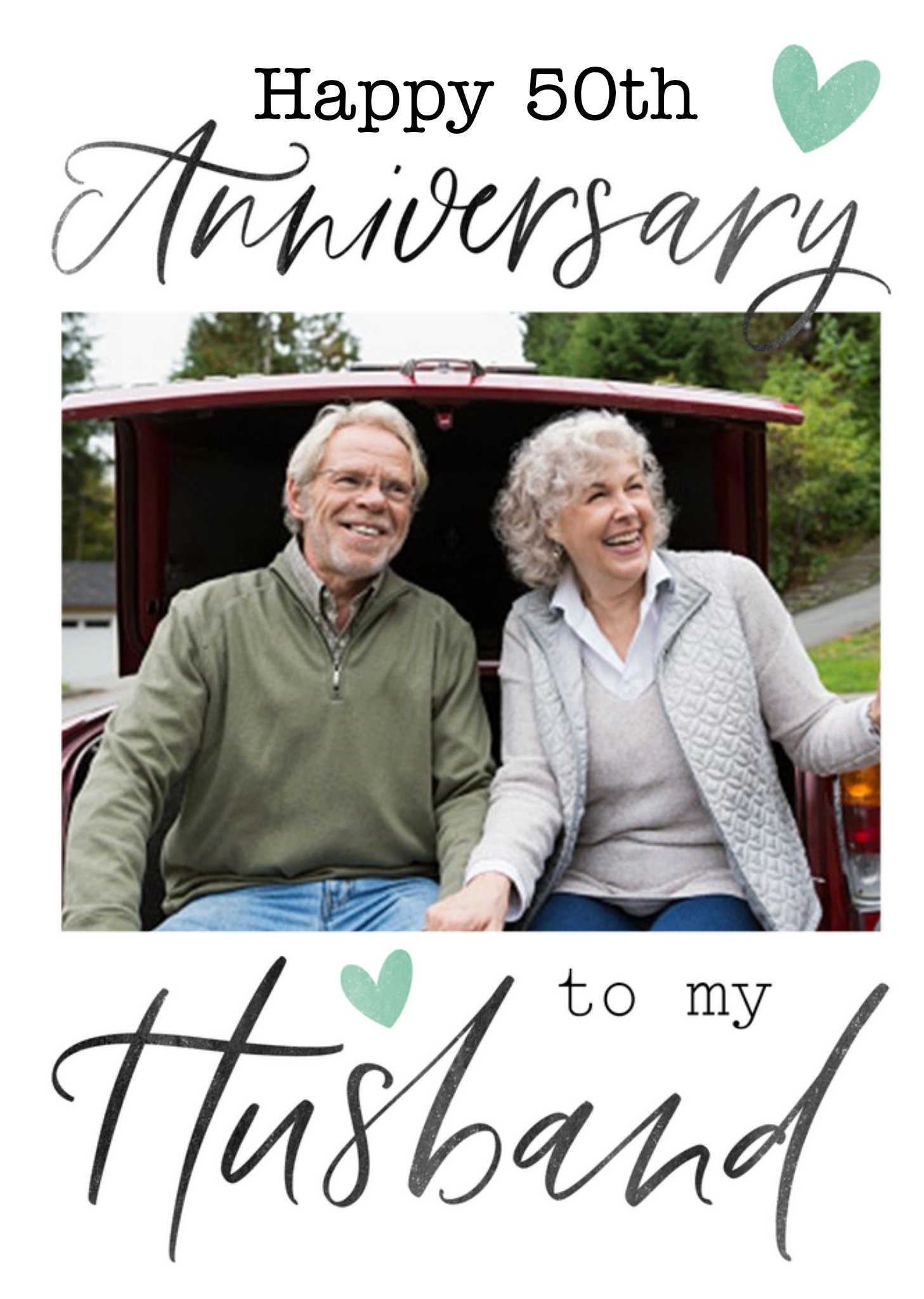 Typographic Calligraphy Husband Anniversary Photo Upload Card Ecard