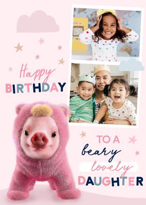 Moonpigs Cuddly Teddy Bear Pig Daughter Photo Upload Birthday Card