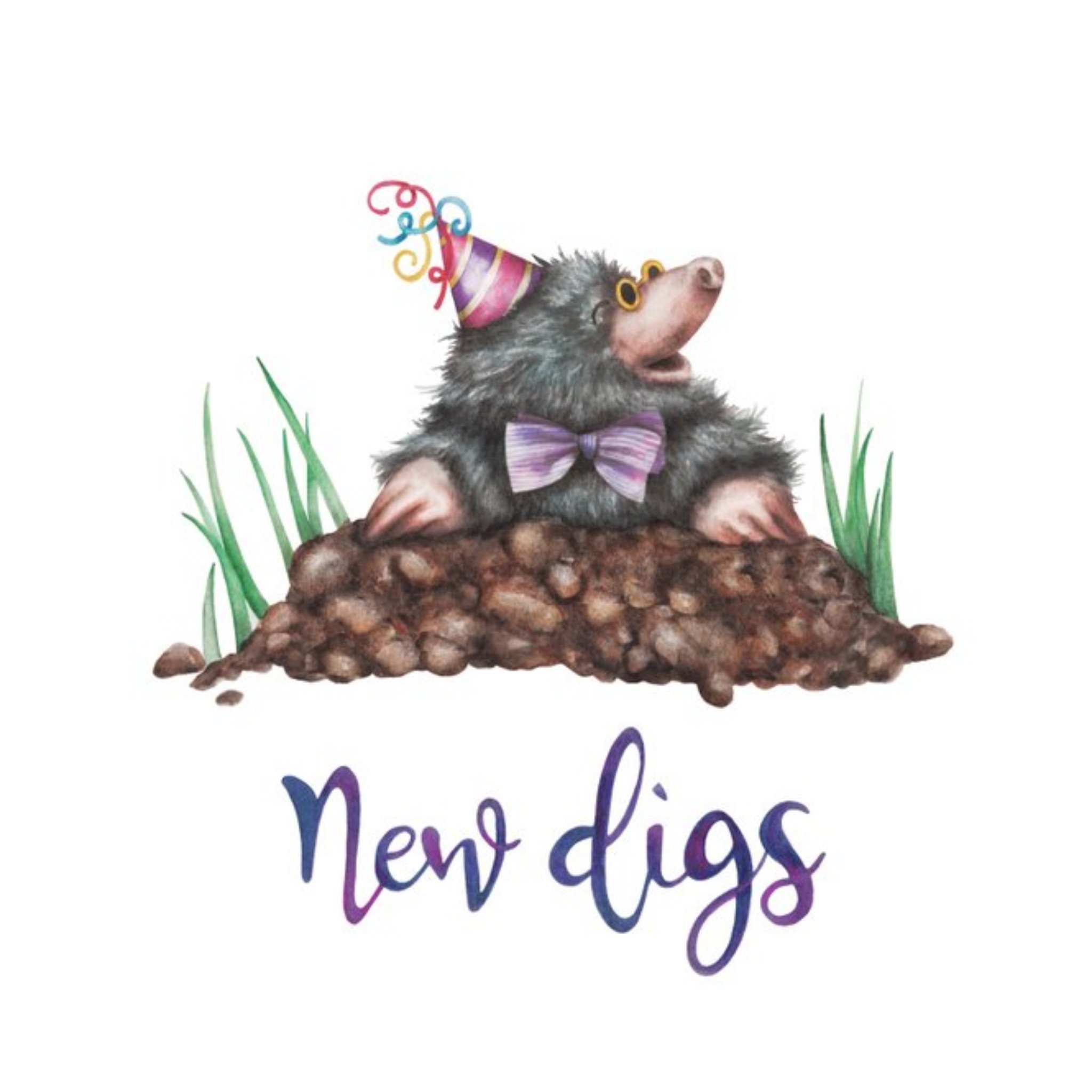 Moonpig Mole New Digs Pun Card, Square