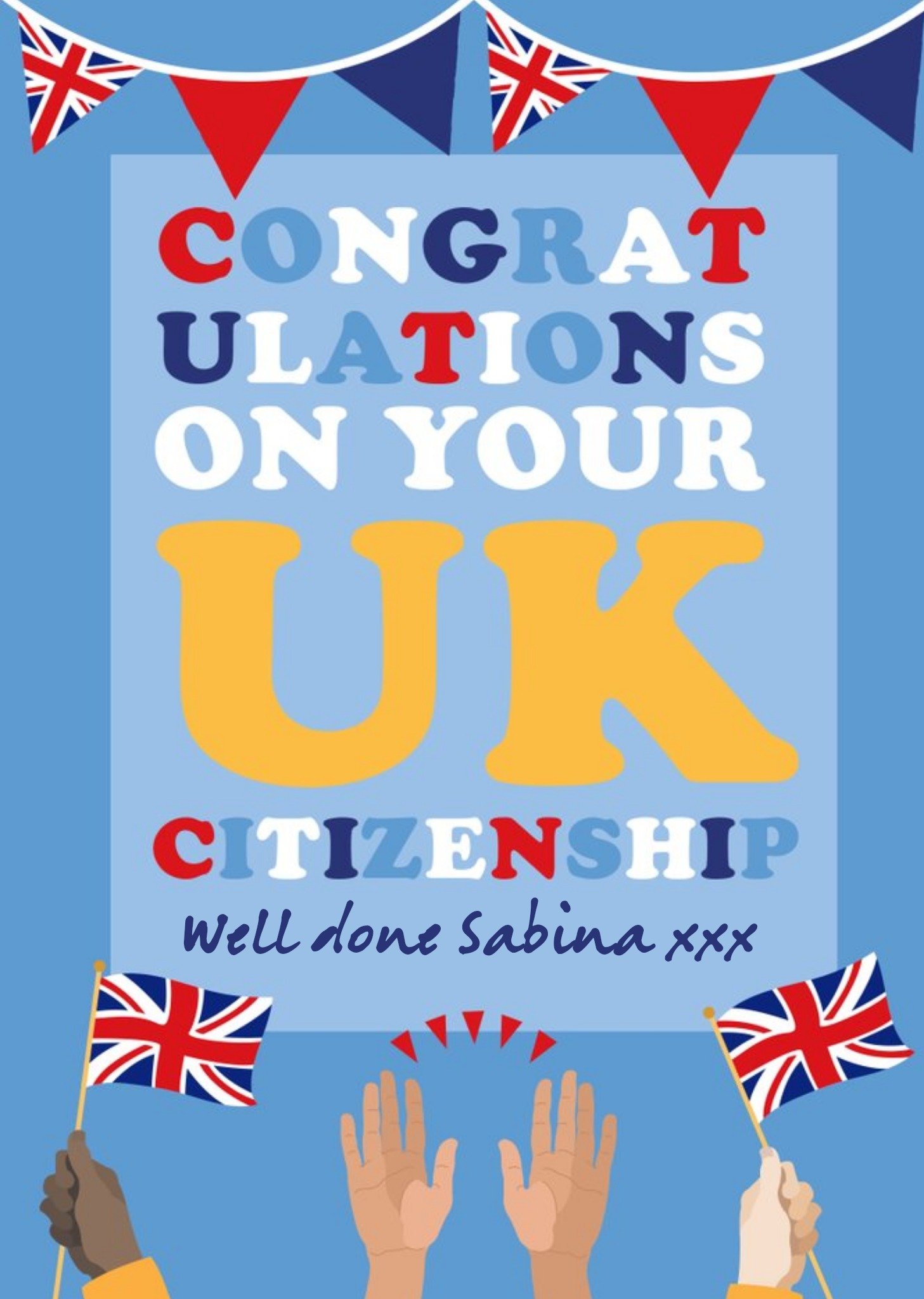 Congratulations On Your Uk Citizenship Union Jack Bunting Card Ecard