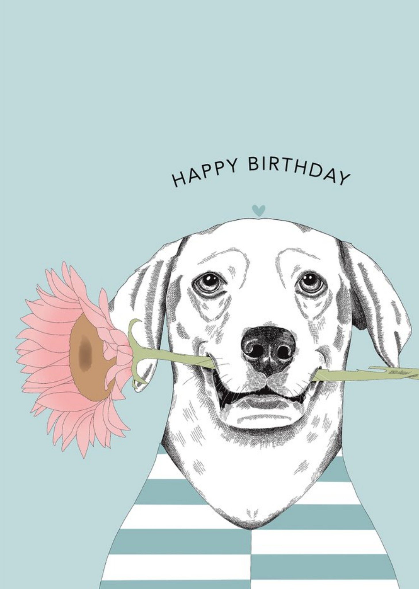 Modern Cute Illustration Dog With Flower Birthday Card Ecard