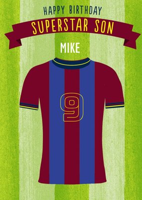 Pigment Football Shirt 9 Superstar Birthday Card