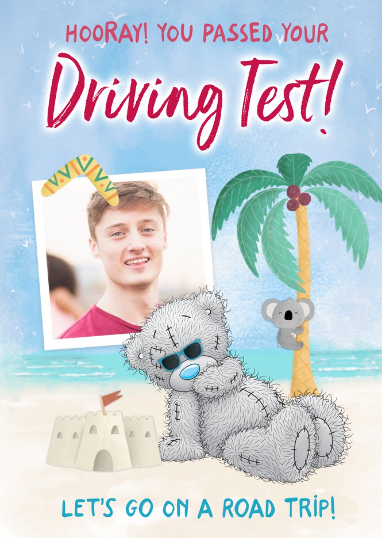 Me To You Tatty Teddy Beach Driving Test Photo Upload Card