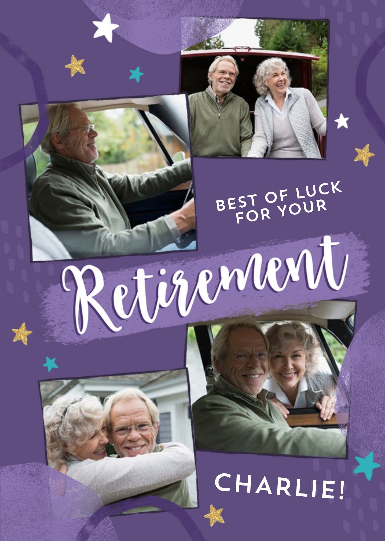 Moonpig Retirement Photo Upload Purple Card Ecard