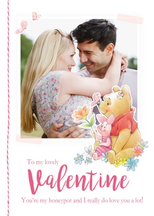 Disney Winnie The Pooh & Piglet Cute Valentines Day Photo Card