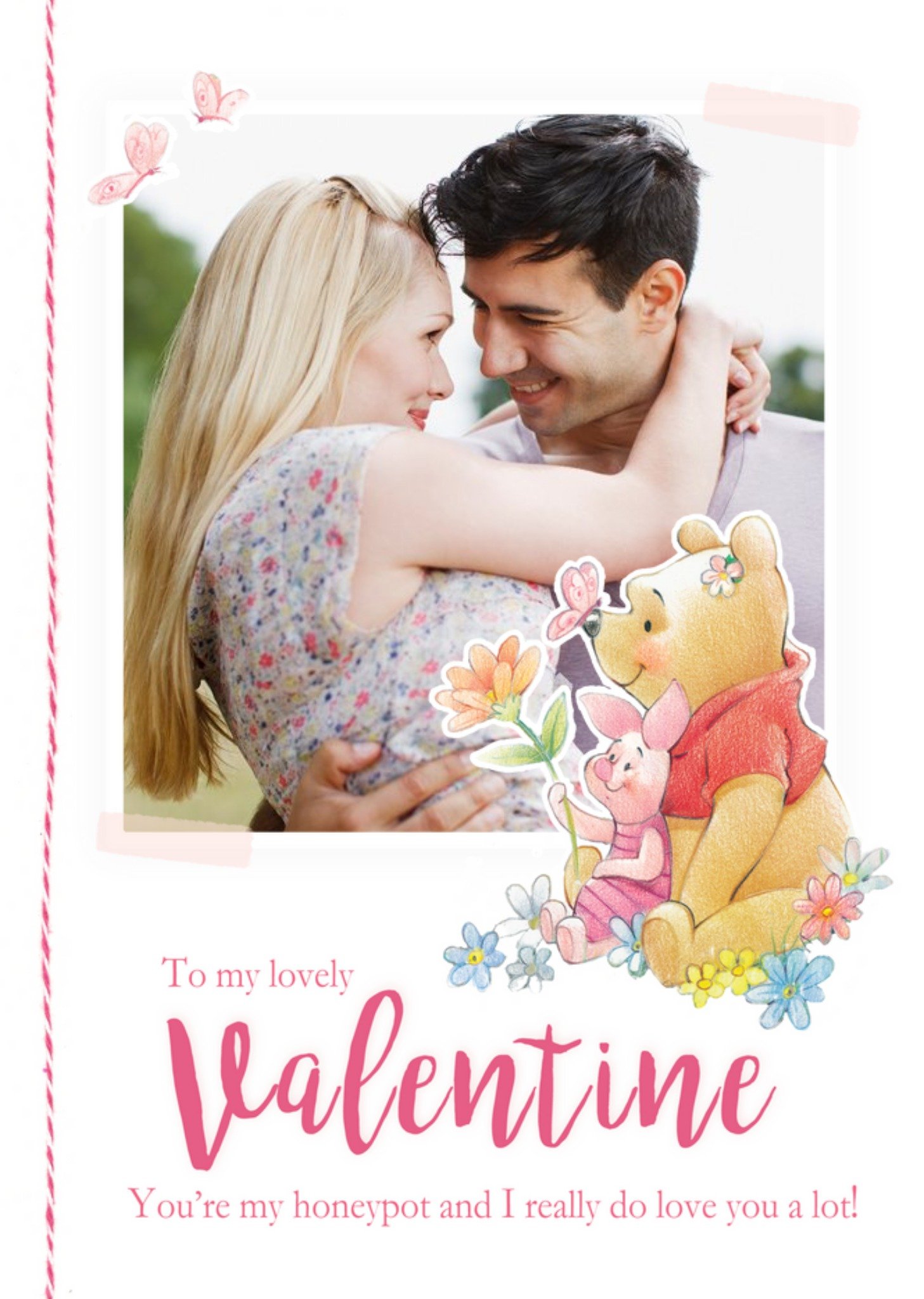 Disney Winnie The Pooh & Piglet Cute Valentines Day Photo Card Ecard
