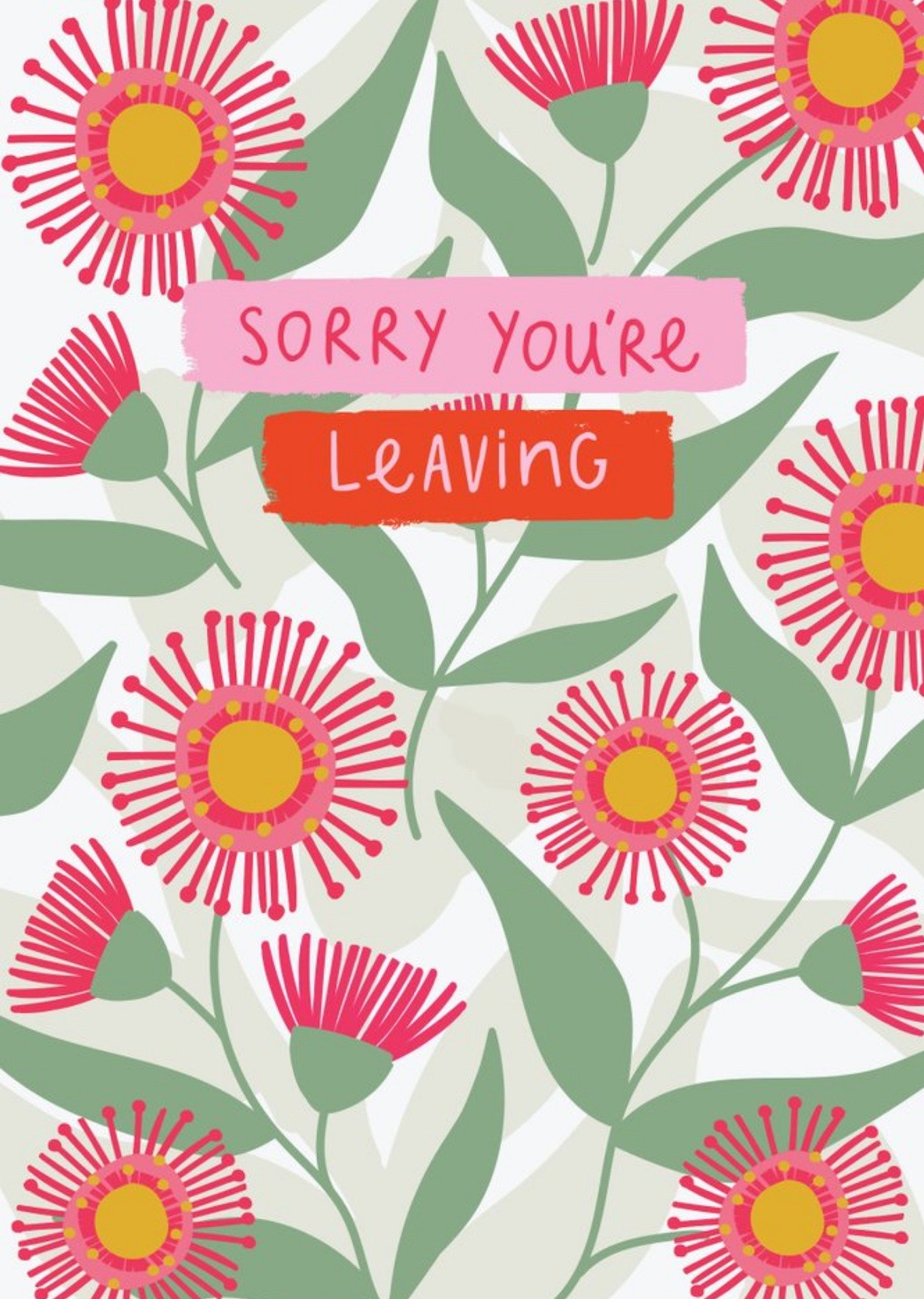 Bright Colourful Illustrated Floral Sorry You're Leaving Card Ecard