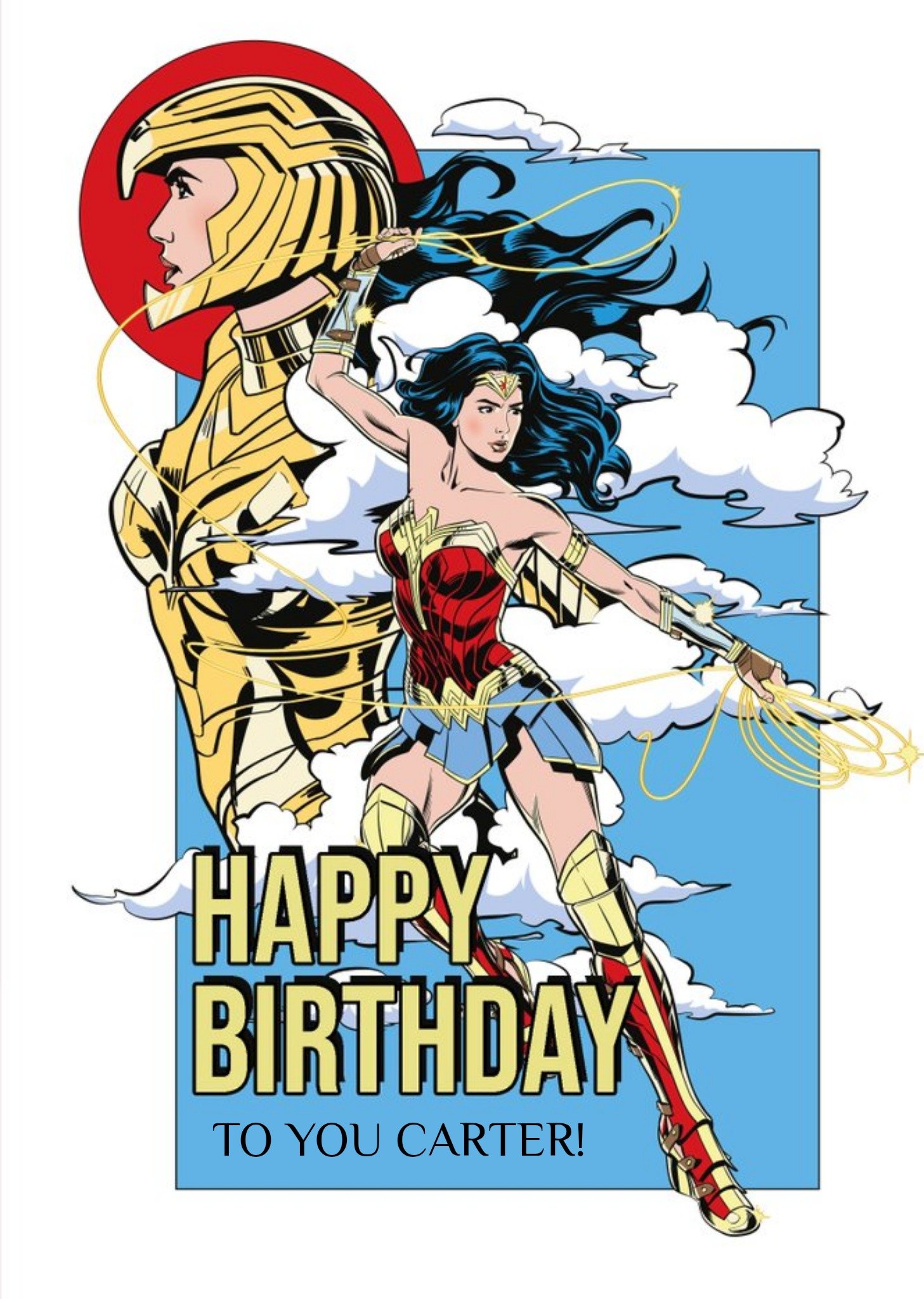 Other Wonder Woman 1984 Superhero In Clouds Happy Birthday Card, Large