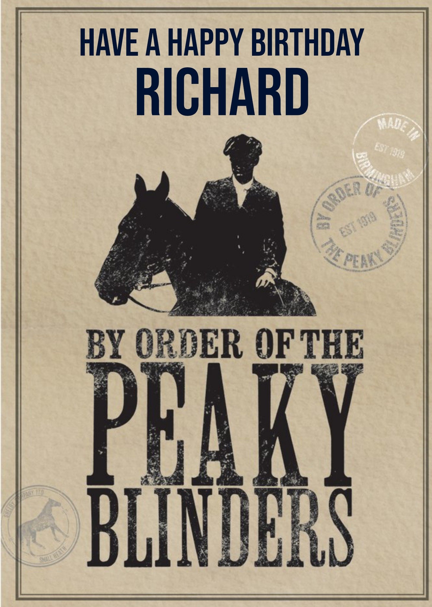 Peaky Blinders Birthday Card By Order Of The Peaky Blinders Ecard