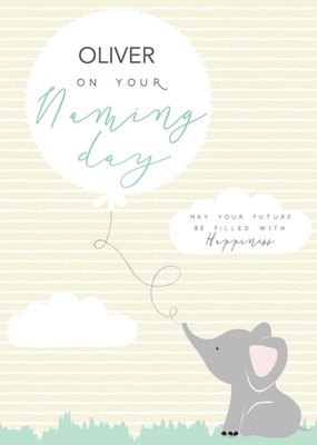 Illustrated Elephant Customisable Naming Day Card