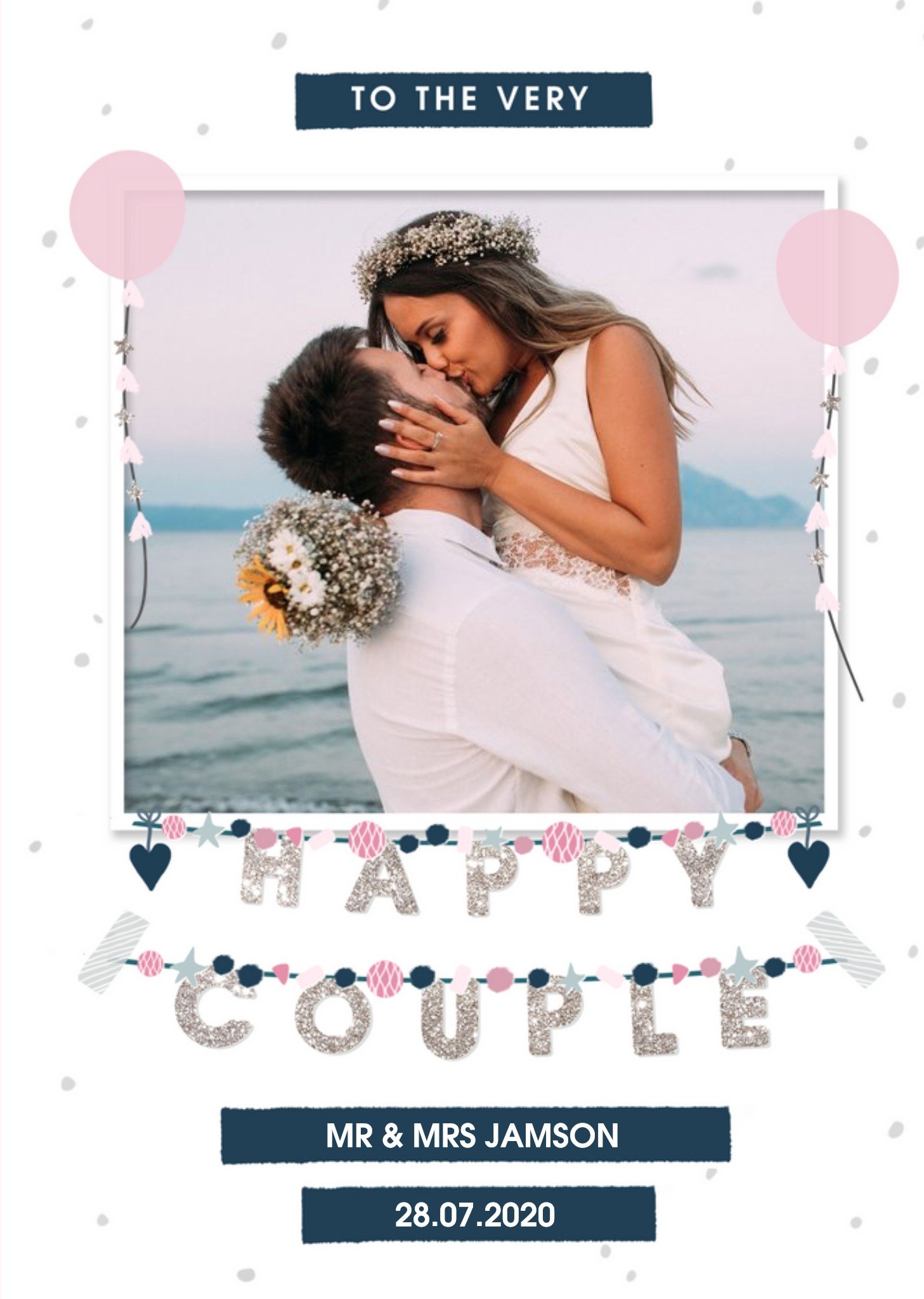 Moonpig To The Very Happy Couple Modern Photo Upload Wedding Card Ecard