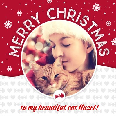 Merry Christmas To The Cat Photo Upload Card