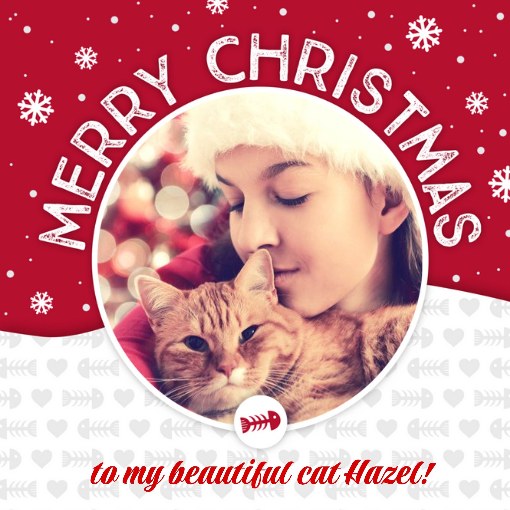 Merry Christmas To The Cat Photo Upload Card, Square