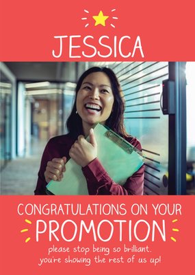 Happy Jackson Typographic Photo Upload Congratulations On Your Promotion Card