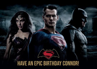 Wonder Woman, Superman And Batman Personalised Birthday Card
