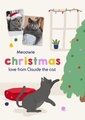 Happy Go Lucky Meoowie Christmas Photo Upload Card