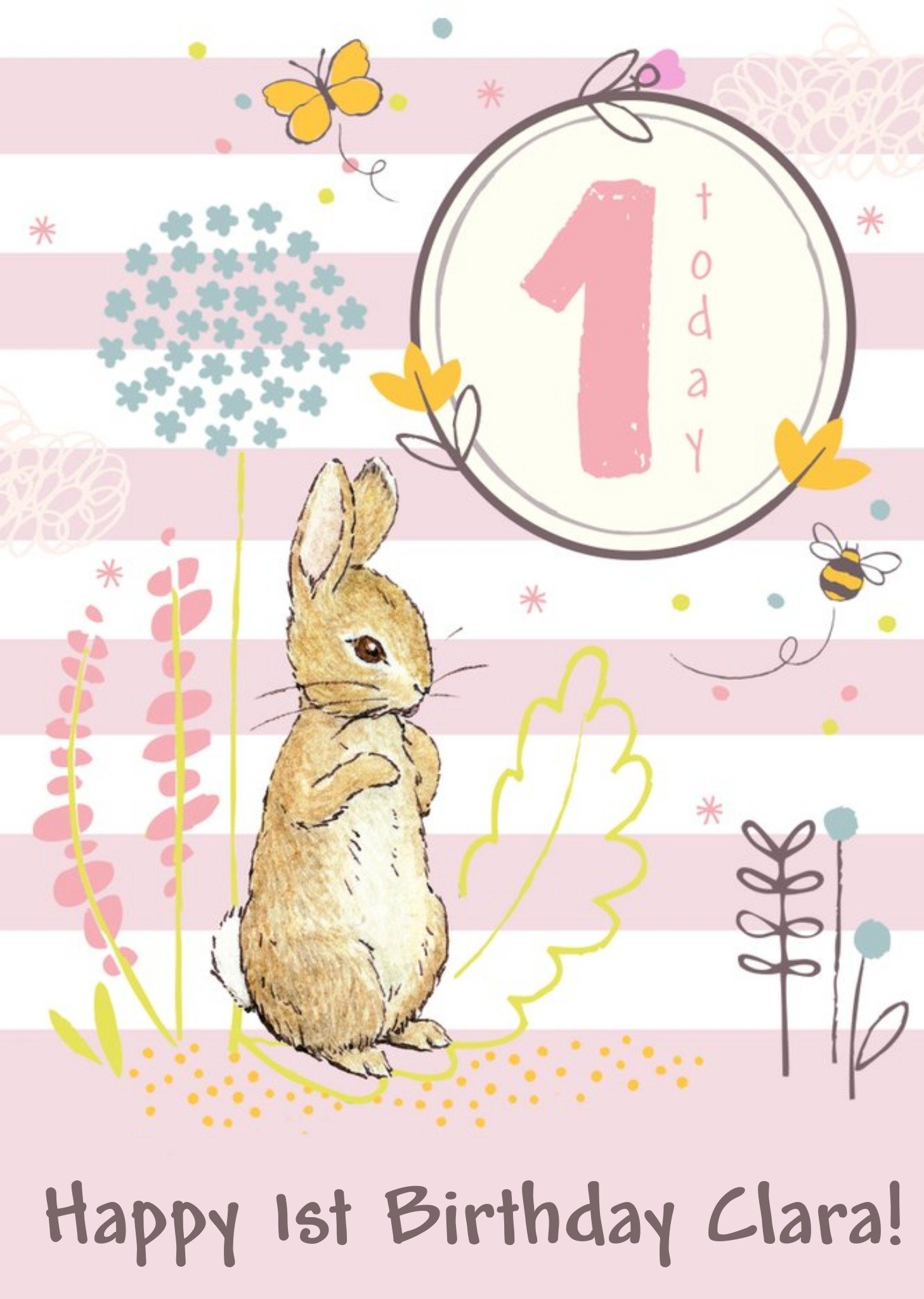 Beatrix Potter Peter Rabbit 1st Birthday Card, Large