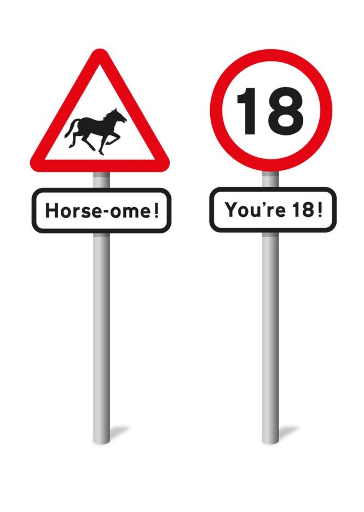 Moonpig Graphic Illustration Of Road Signs Eighteenth Funny Pun Birthday Card, Large