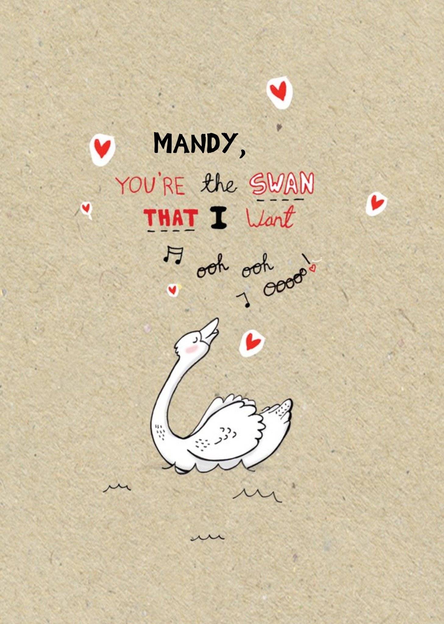 Moonpig You're The Swan That I Want Personalised Happy Valentine's Day Card, Large