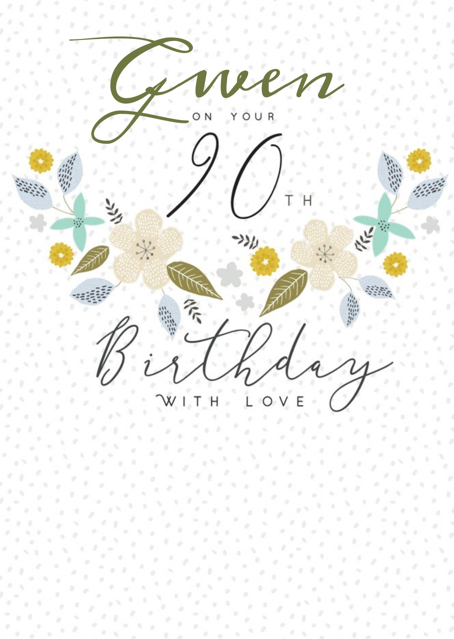 Floral 90th Birthday Card Ecard