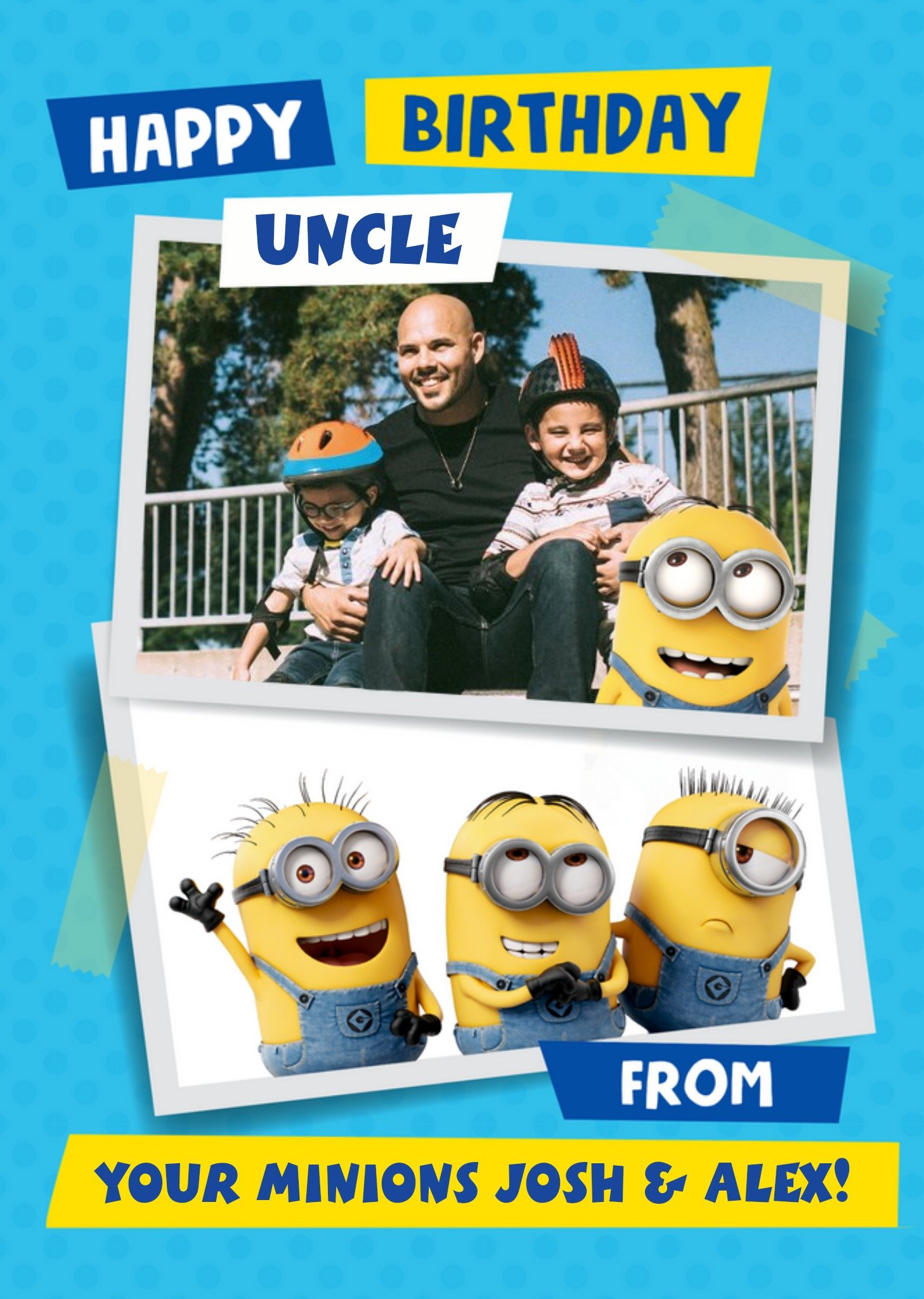 Despicable Me Minions Uncle Birthday Photo Upload Card., Large