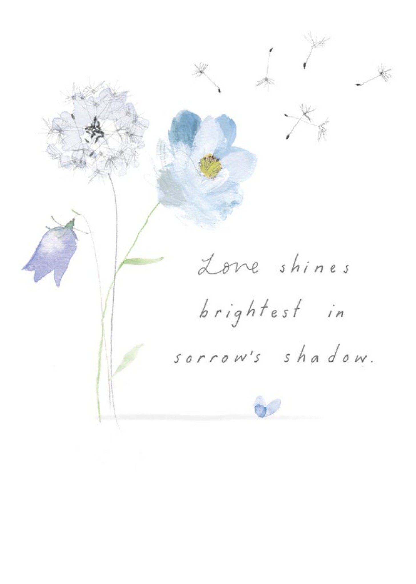 Moonpig Floral Illustration Love Shines Brightest Sympathy Card Ecard