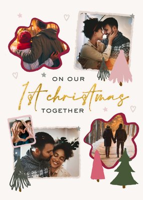 On Our 1st Together Cute Christmas Photo upload Card