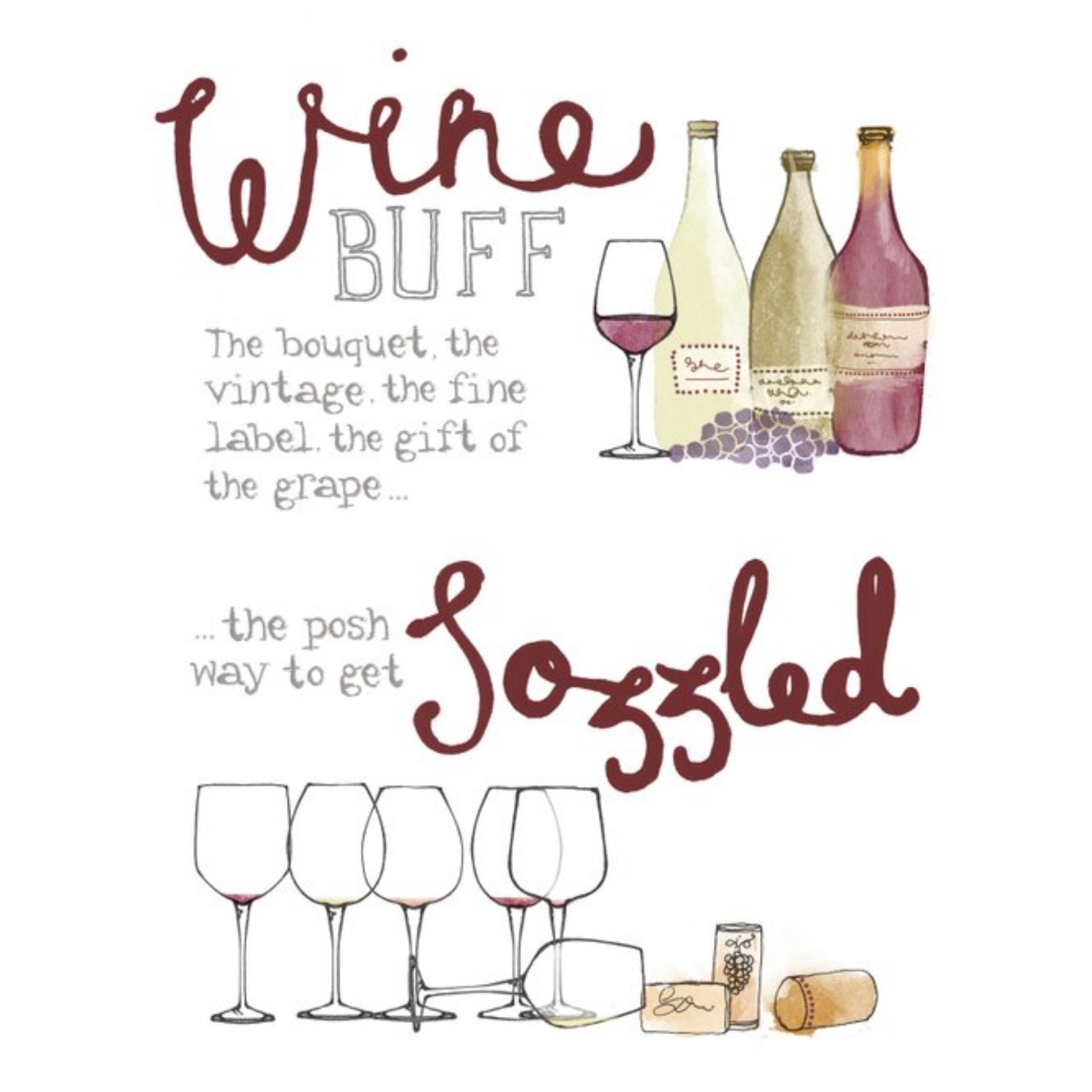 Moonpig Ukg Illustration Wine Just A Note Card, Square