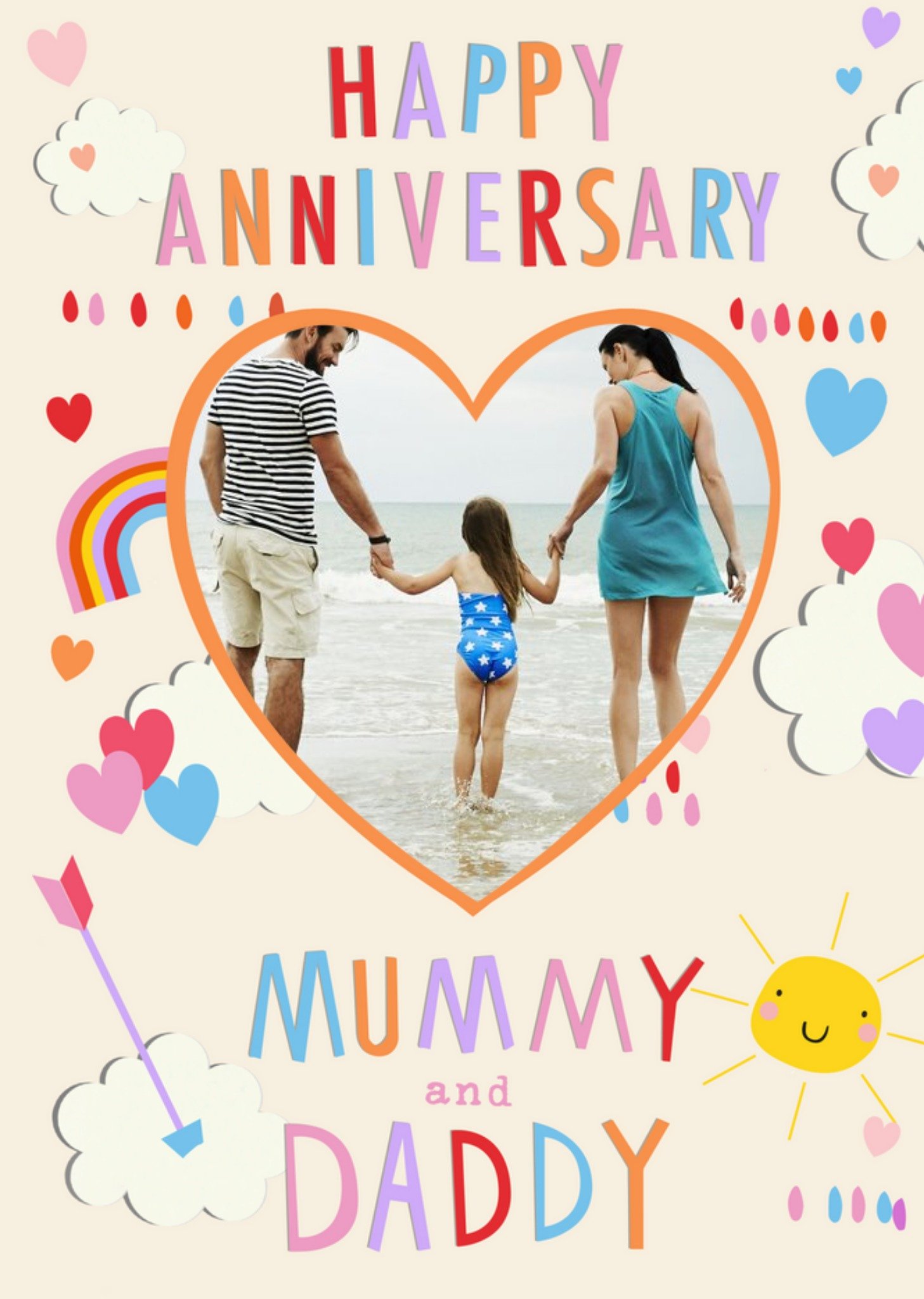 Moonpig Happy Anniversary Photo Upload Card - Mummy And Daddy, Large