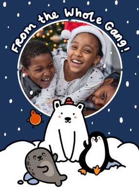 Polar Bear and Penguin From All Of Us Photo Upload Christmas Card