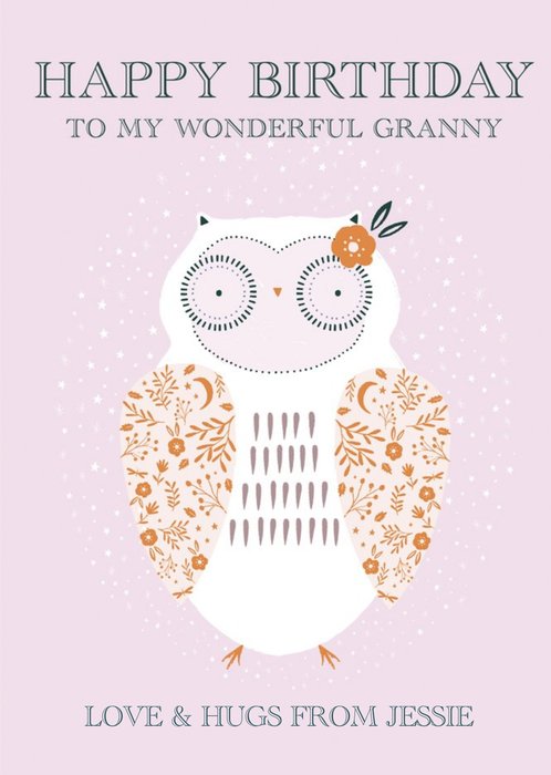 LR Studio Birthday Granny Nan Nanny Owl Adult Cute Card