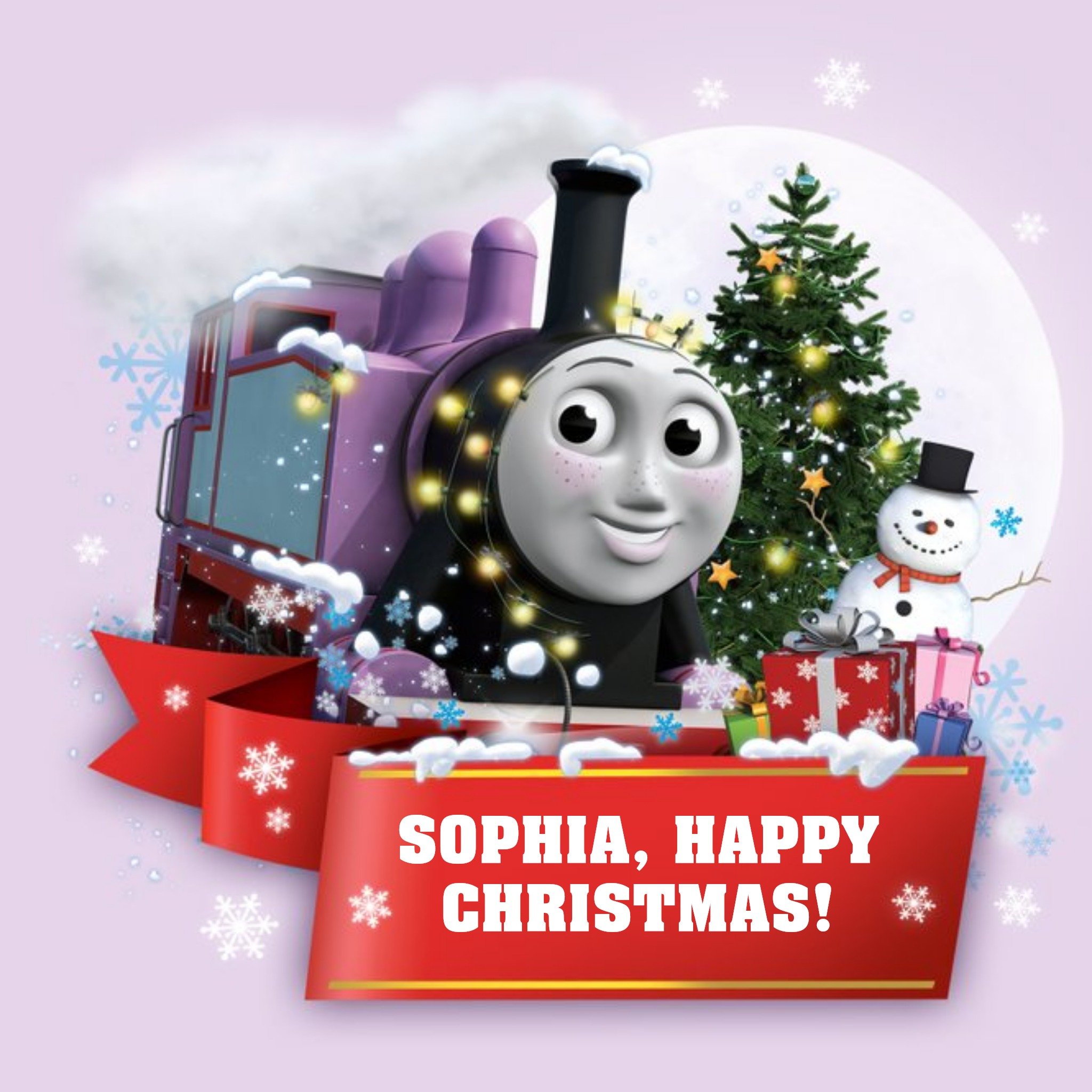 Thomas & Friends Thomas And Friends Snow Globe Personalised Christmas Card, Square