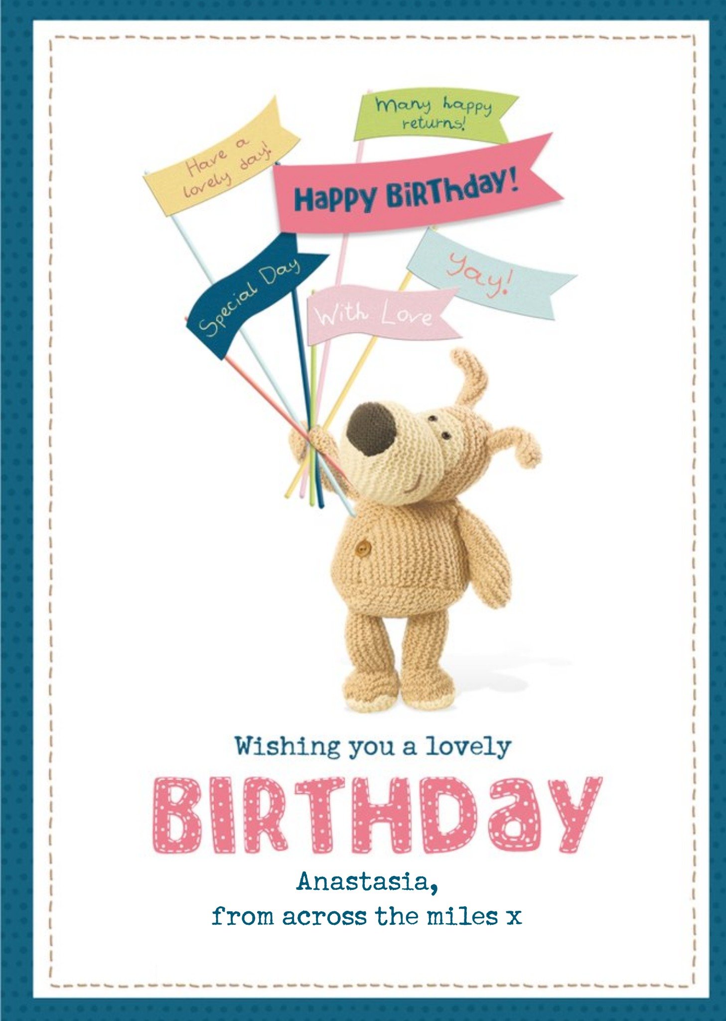 Cute Across The Miles Boofle Card - Wishing You A Lovely Birthday