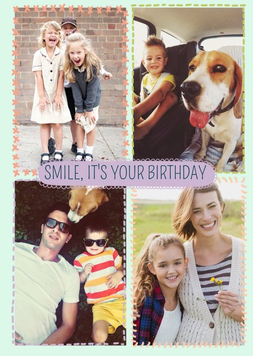 Stitched Together Personalised Photo Upload Happy Birthday Card