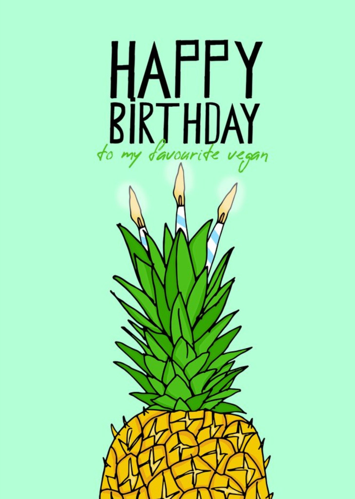 Moonpig Fun Illustration Happy Birthday To My Favourite Vegan Card, Large