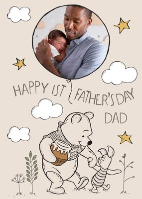 Winnie The Pooh 1st Father's Day Photo Upload Card